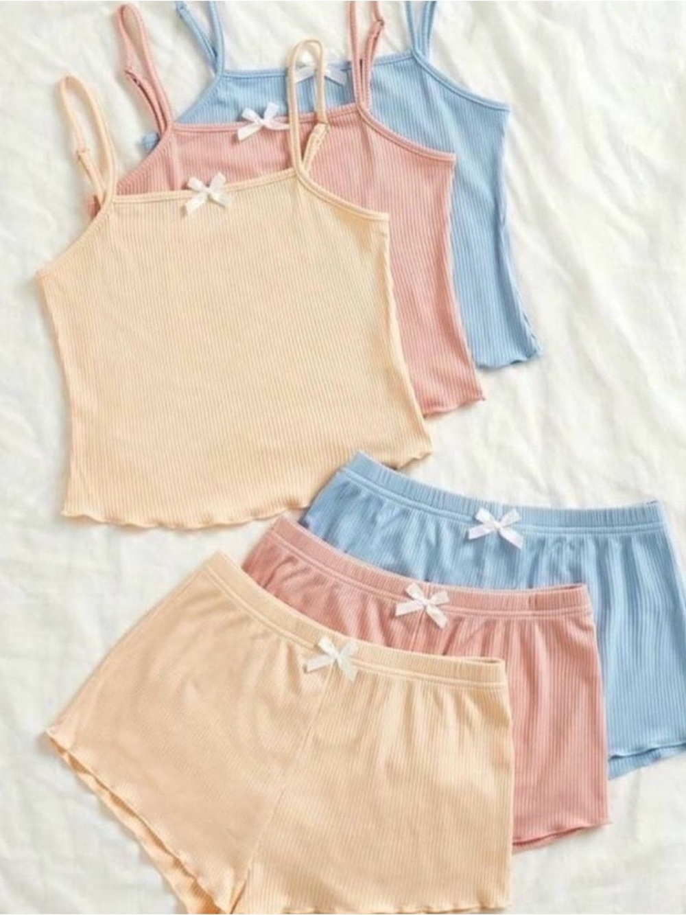 3-Pack Ribbed Cami & Shorts Sleep Set